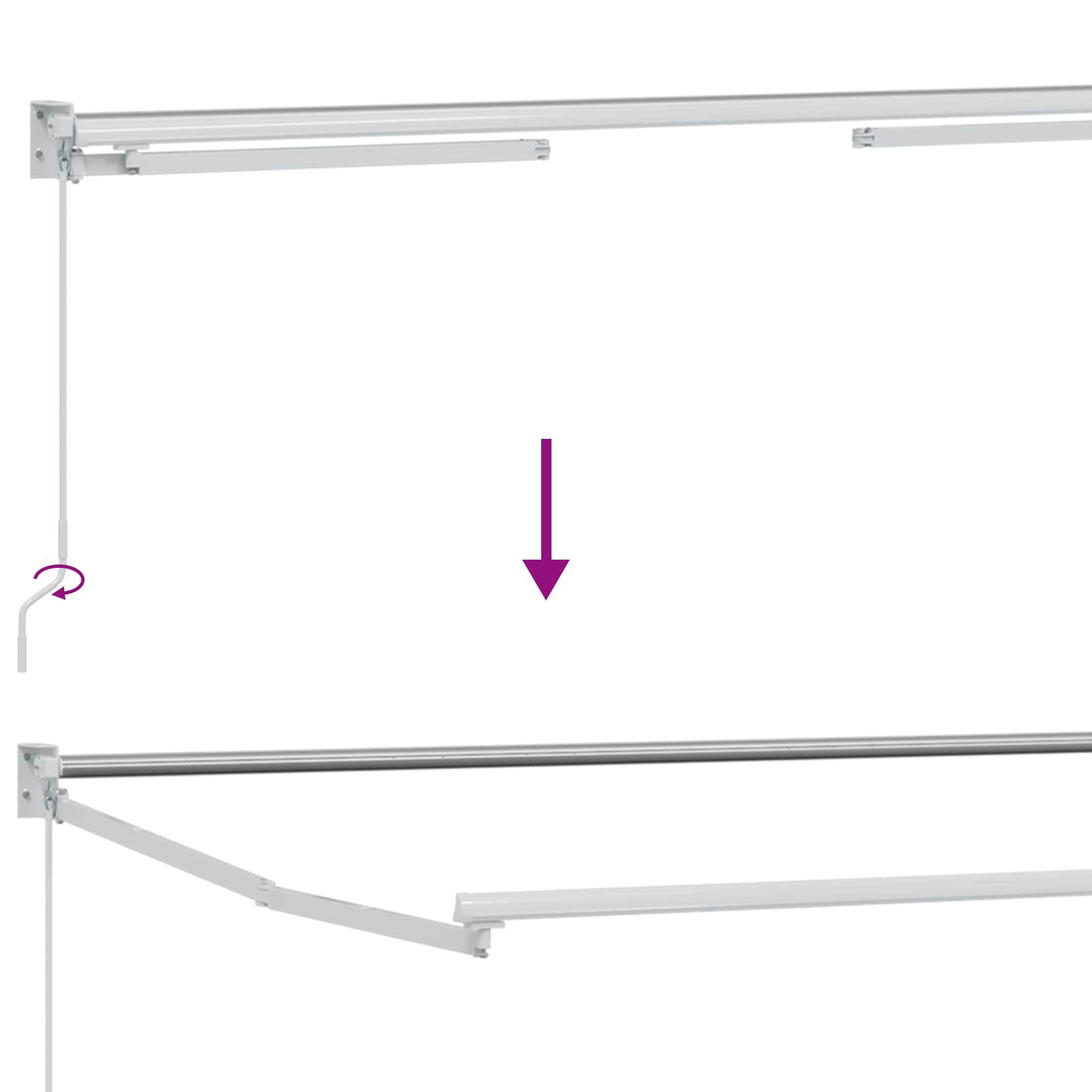 Ausziehbarer Sonnenschirmrahmen Weiß 300 x 250 cm Aluminium