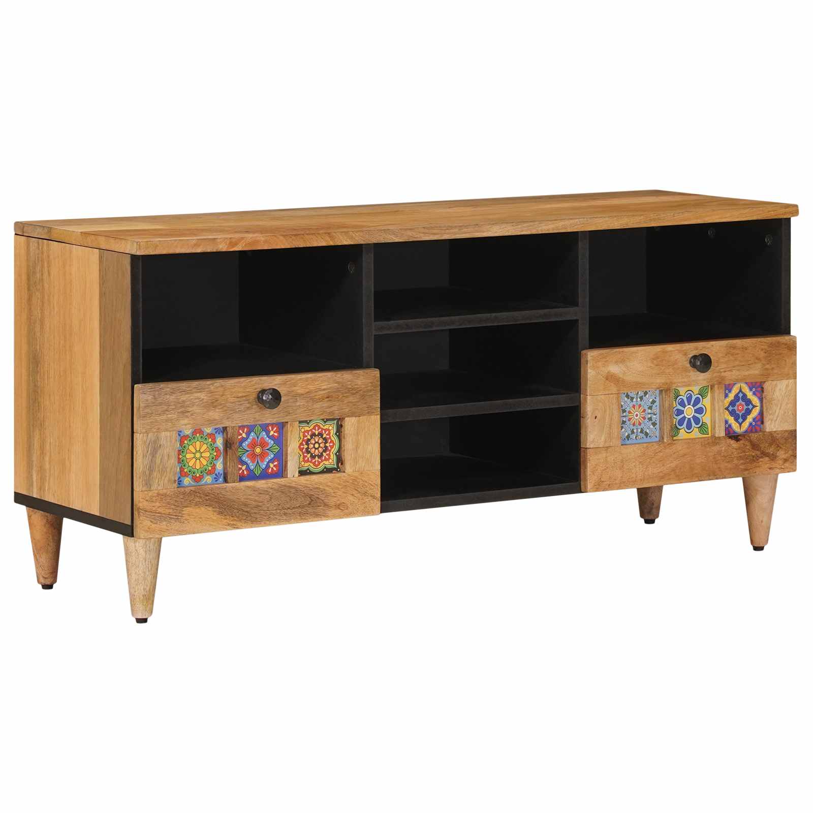 TV-Schränk mit Regal Walnuss 100 x 33 x 46 cm Massivholz Mango
