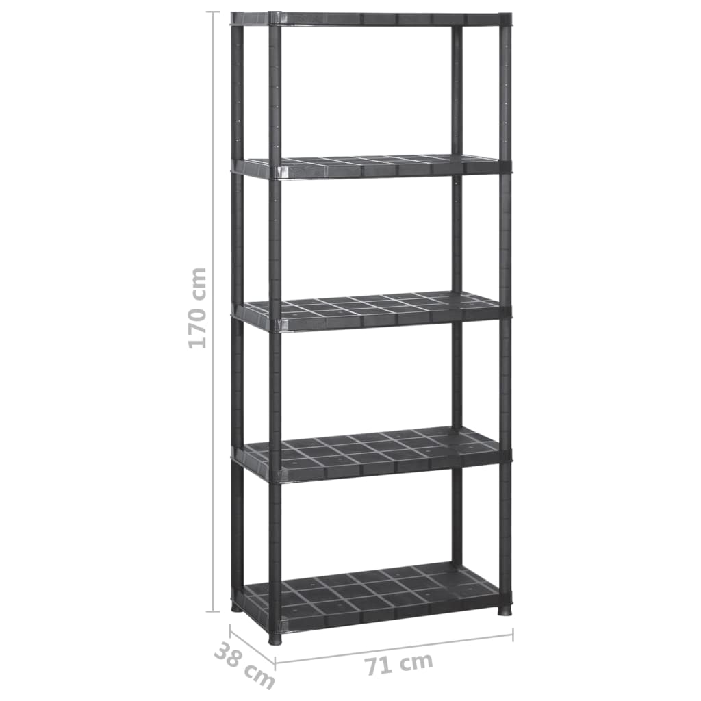 Lagerregal 4-Tier Schwarz 61x30,5x130 cm Kunststoff