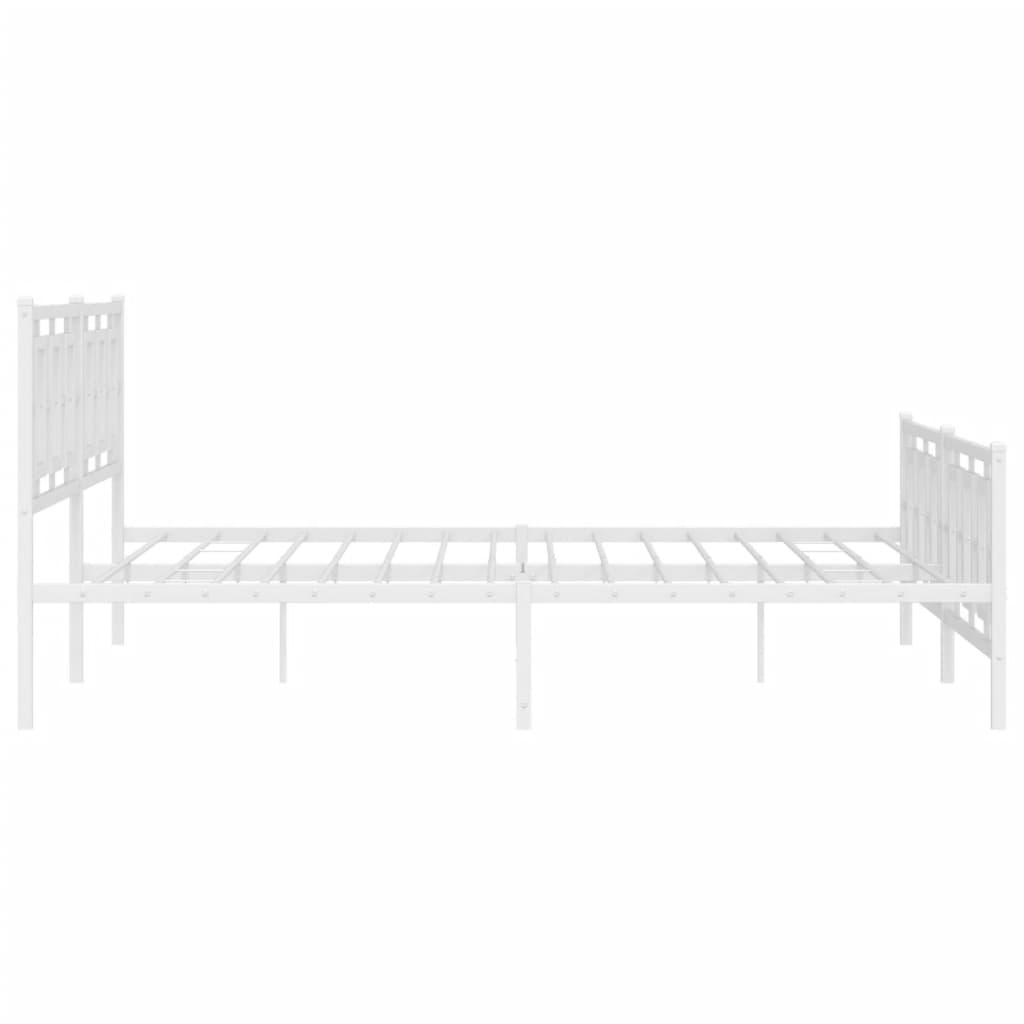 Bettgestell mit Kopf- und Fußteil Metall Weiß 180x200 cm