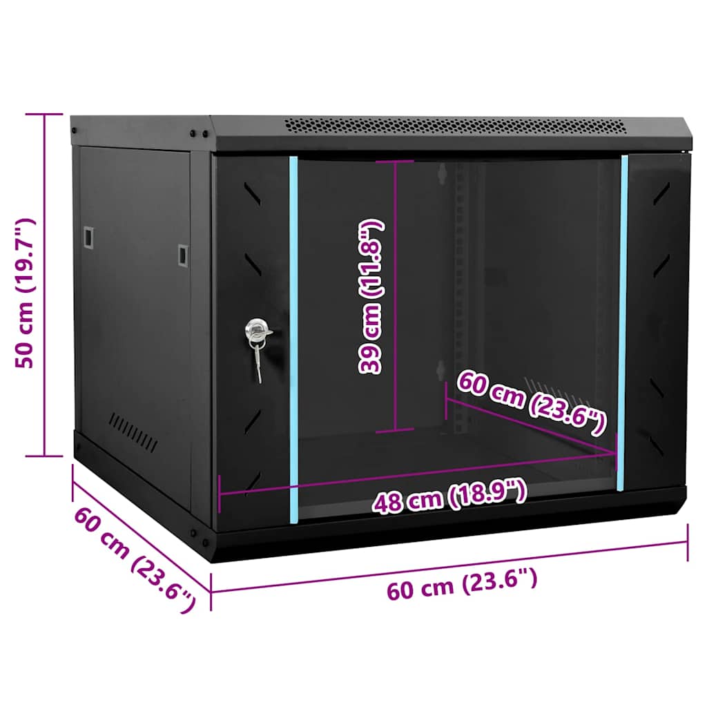 Netzwerkschrank mit Speicher Grau 60 x 45 x 28 cm Stahl