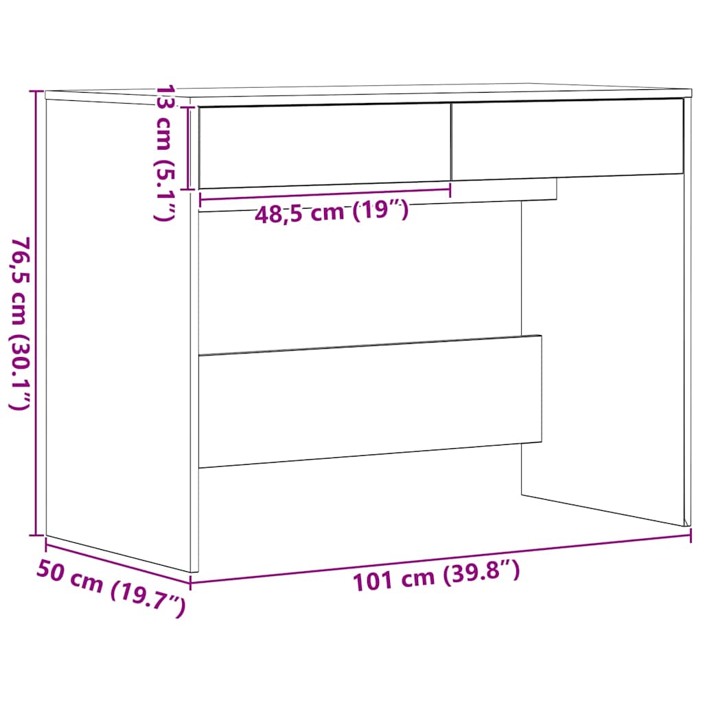 Schreibtisch Weiß 101x50x76,5 cm Holzwerkstoff