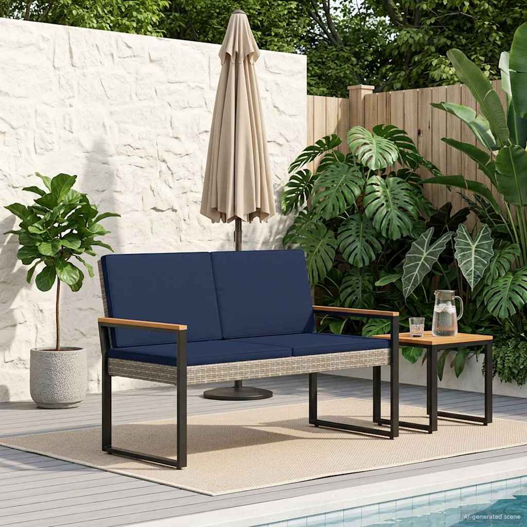 Bank Outdoor mit Kissen Schwarz 107 x 61 x 80 cm Poly-Rattan