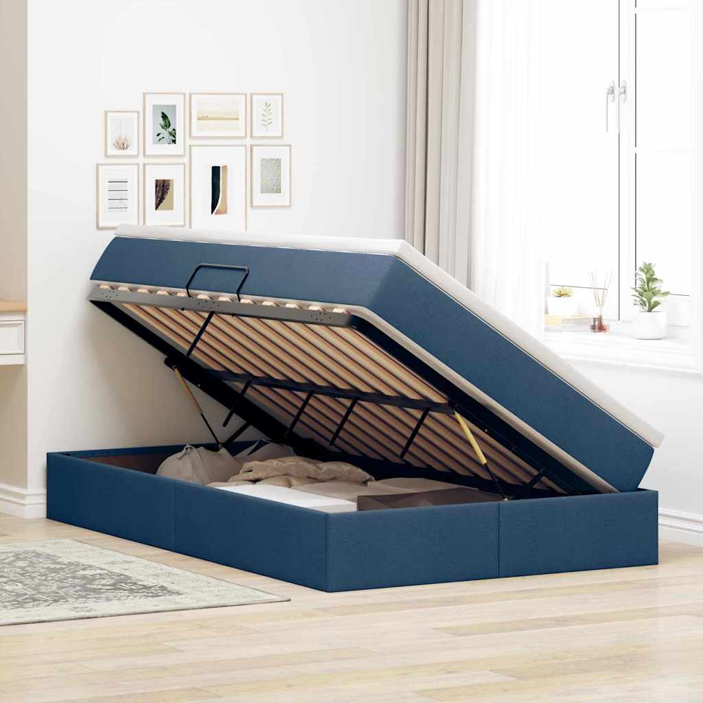 Aufbewahrungsbett mit Matratze Hellgrau 90 x 190 cm Polyester