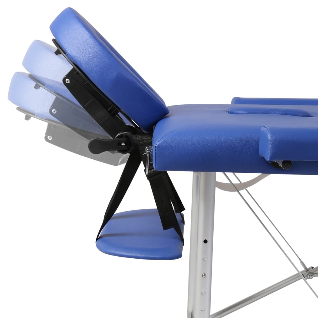 Massageliege Klappbar 2-Zonen mit Aluminiumgestell Schwarz