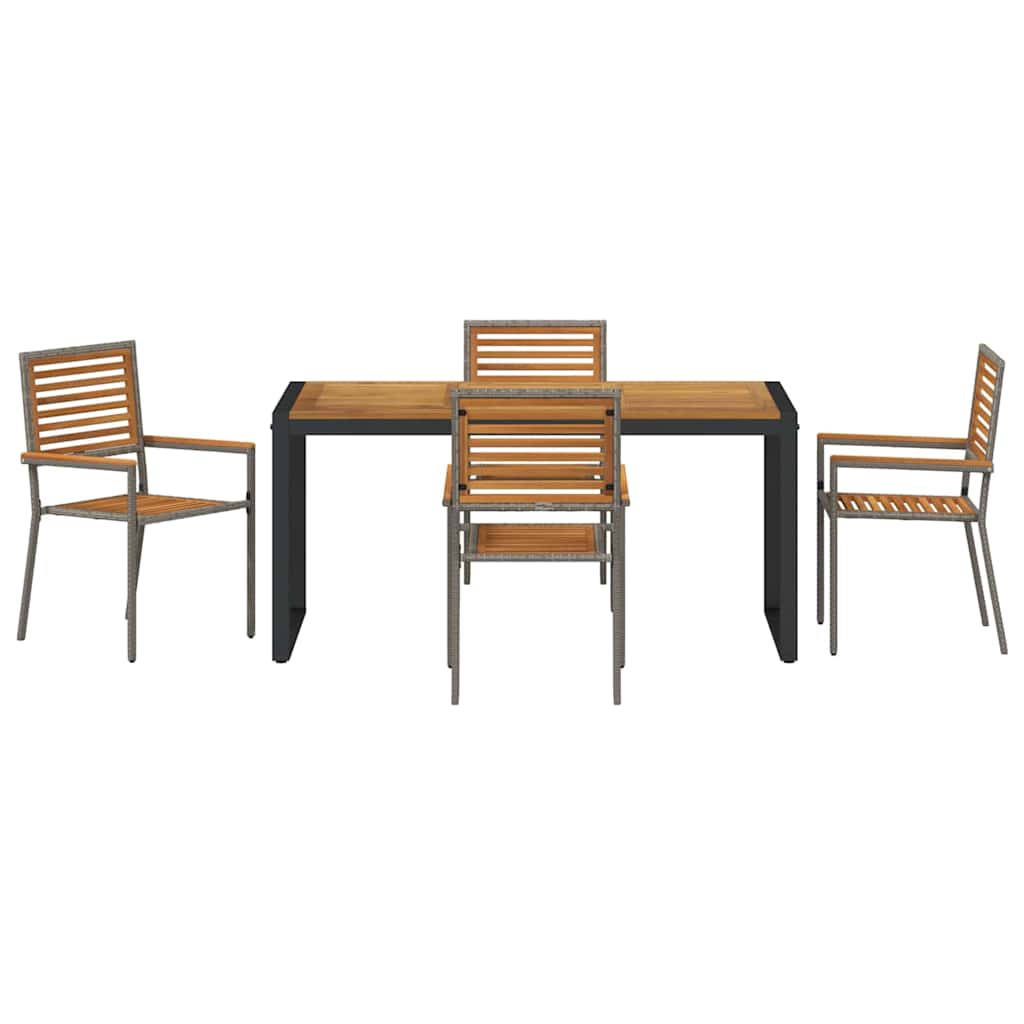 Garten Essgruppe 5 pcs Schwarz und Braun Poly-Rattan