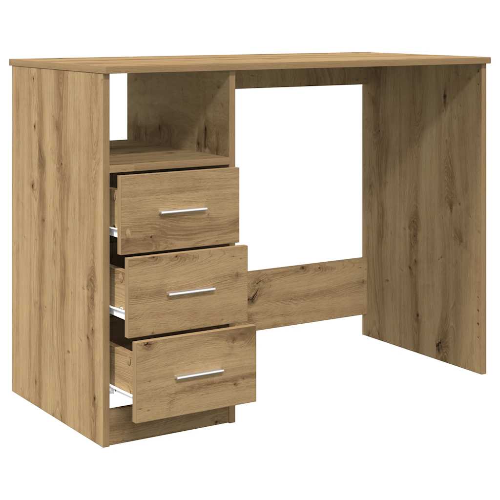 Schreibtisch mit Schubladen Weiß 102x50x76 cm Holzwerkstoff