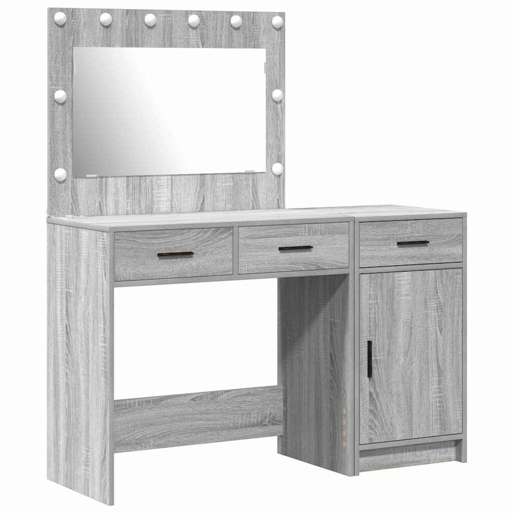Schminktisch mit Spiegelbeleuchtung 2 pcs Weiß Holzwerkstoff