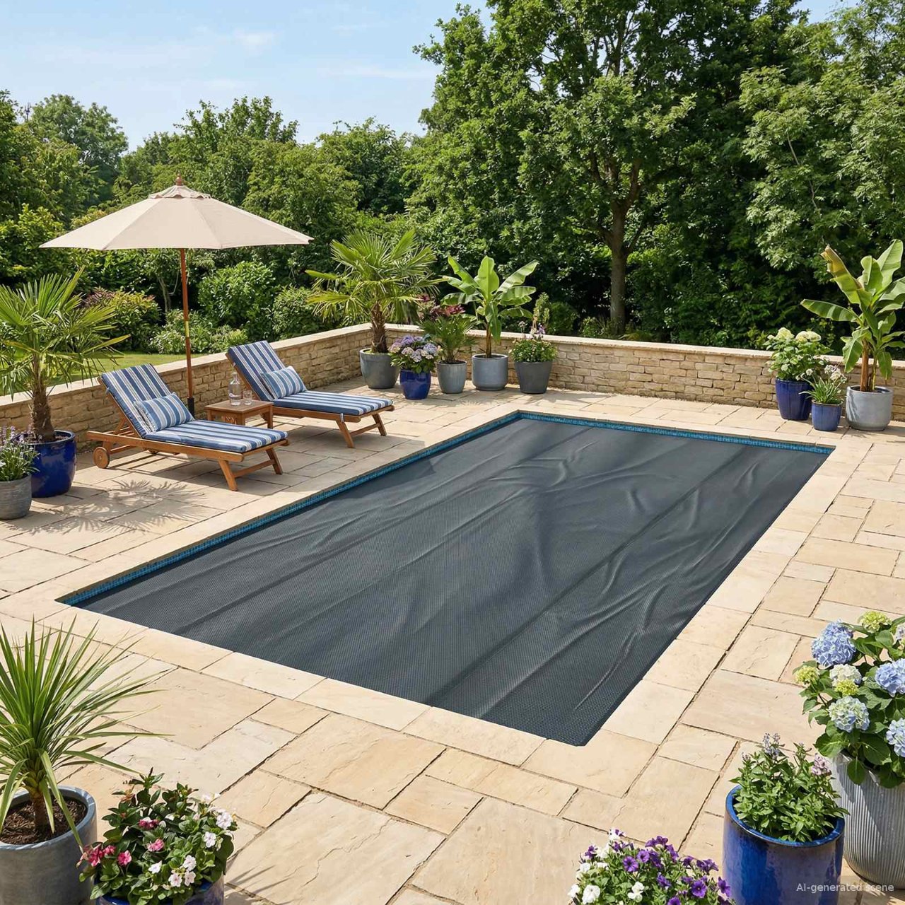 Solar Poolabdeckung 1000 x 500 cm 110 μm Quadratisch PE Schwarz