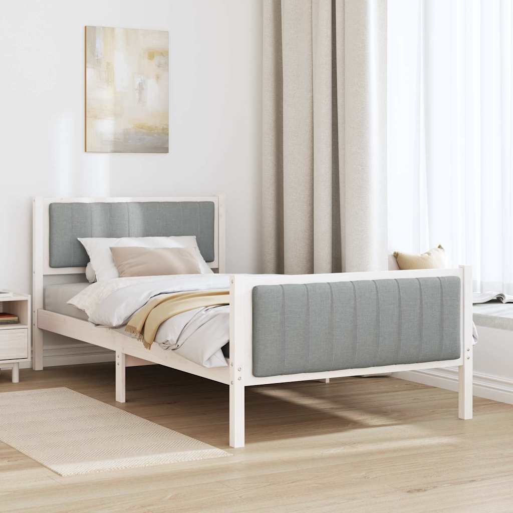 Bettgestell Braun und hellgrau 200 x 200 cm Massivholz Kiefer