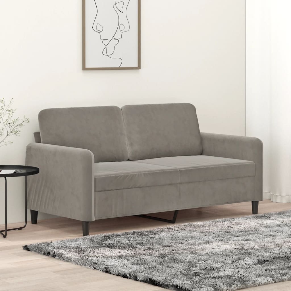 2-Sitzer-Sofa Hellgrau 120 cm Samt