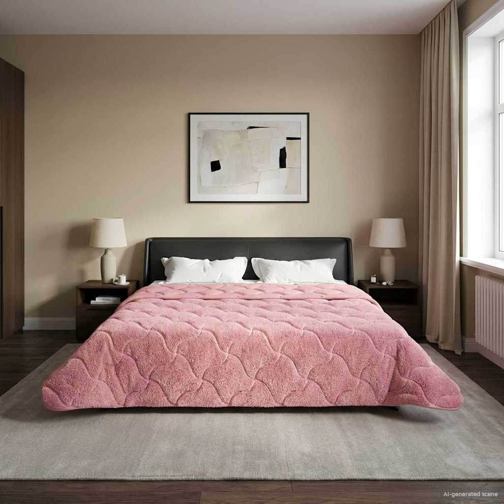 Sommerdecke Anthrazit 135 x 200 cm Mikrofaser und Teddy-Fleece