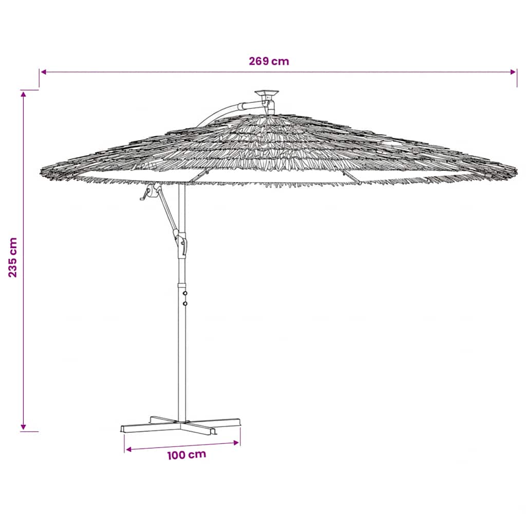 Sonnenschirm mit LED und Stahlmast Braun 246x246x230 cm