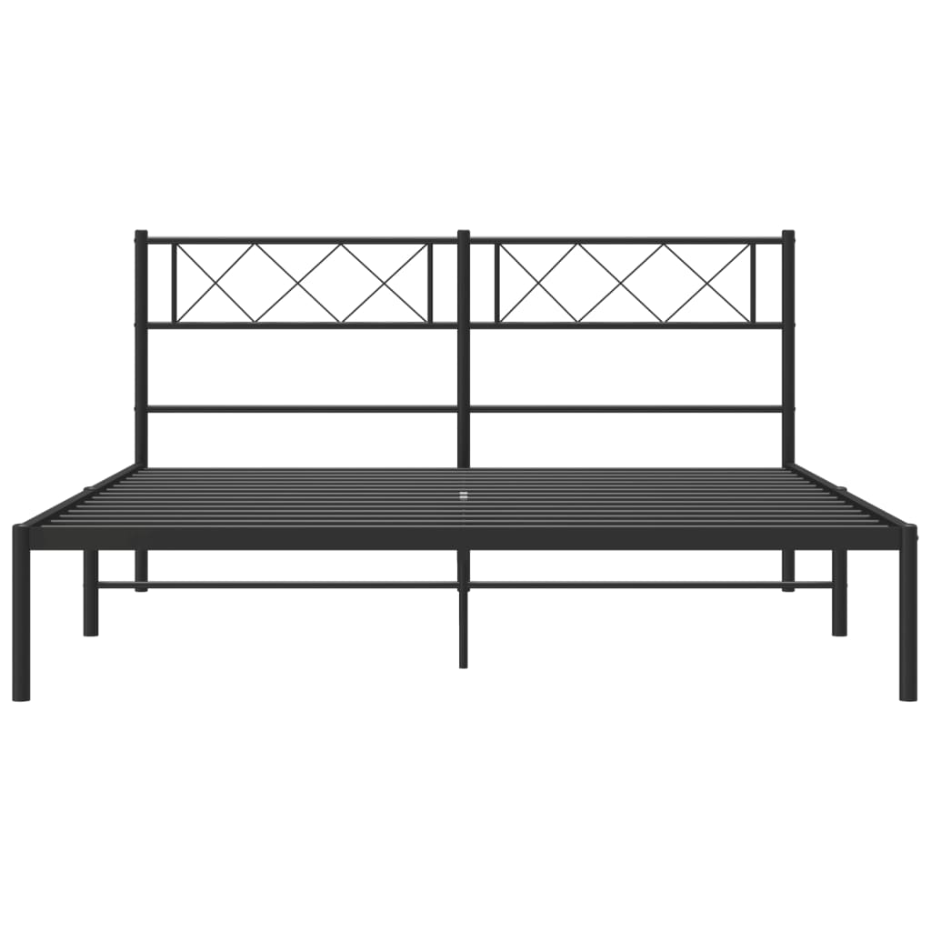 Bettgestell mit Kopfteil Metall Schwarz 100x190 cm