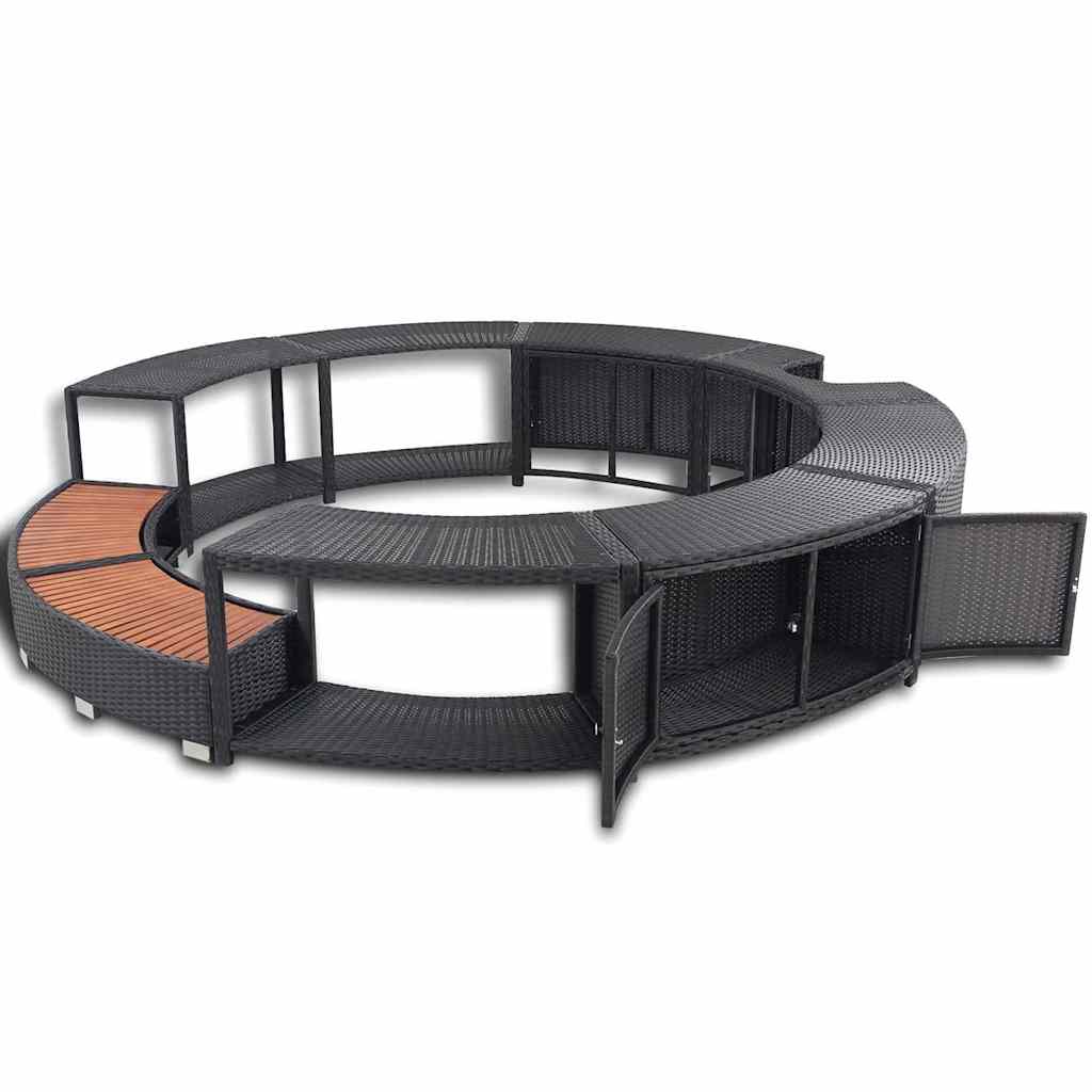 Whirlpool-Umrandung Grau Poly Rattan