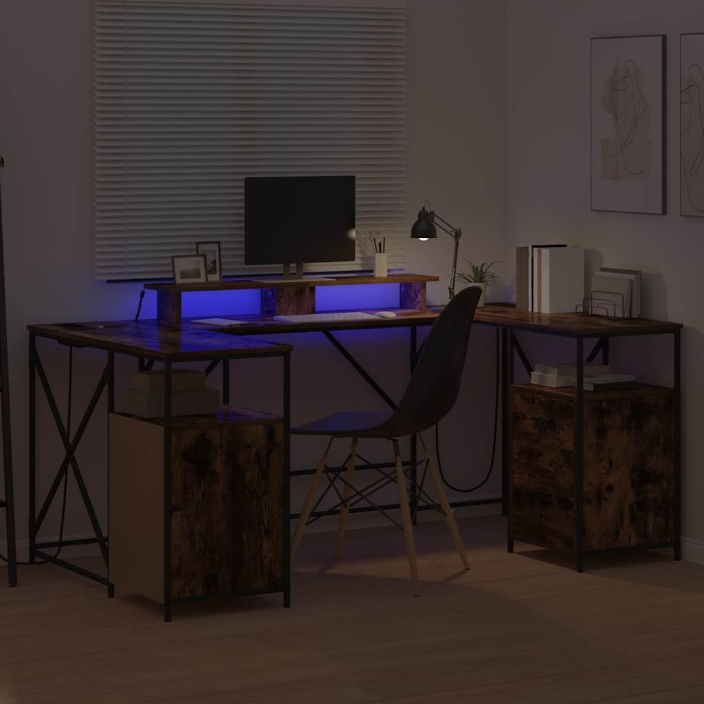 Schreibtisch mit Regal Schwarz Eichen-Optik 182 x 101 x 87,5 cm