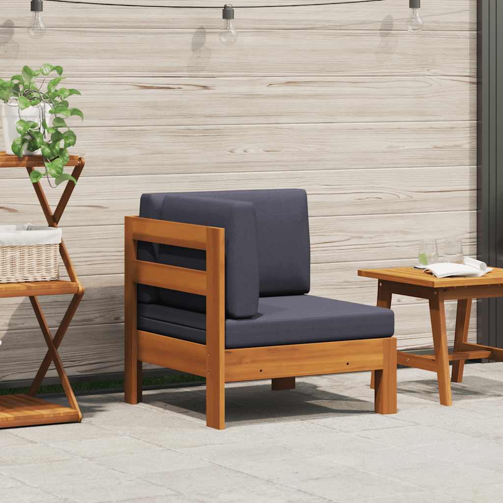 2-tlg. Garten-Lounge-Set mit Cremeweißen Kissen Akazienholz