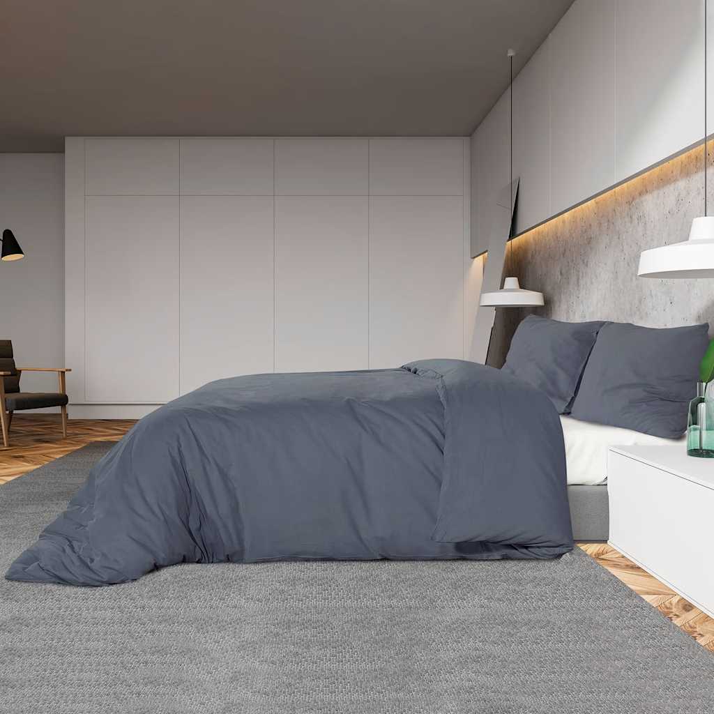 Bettwäsche-Set Anthrazit 140x200 cm Leichte Mikrofaser