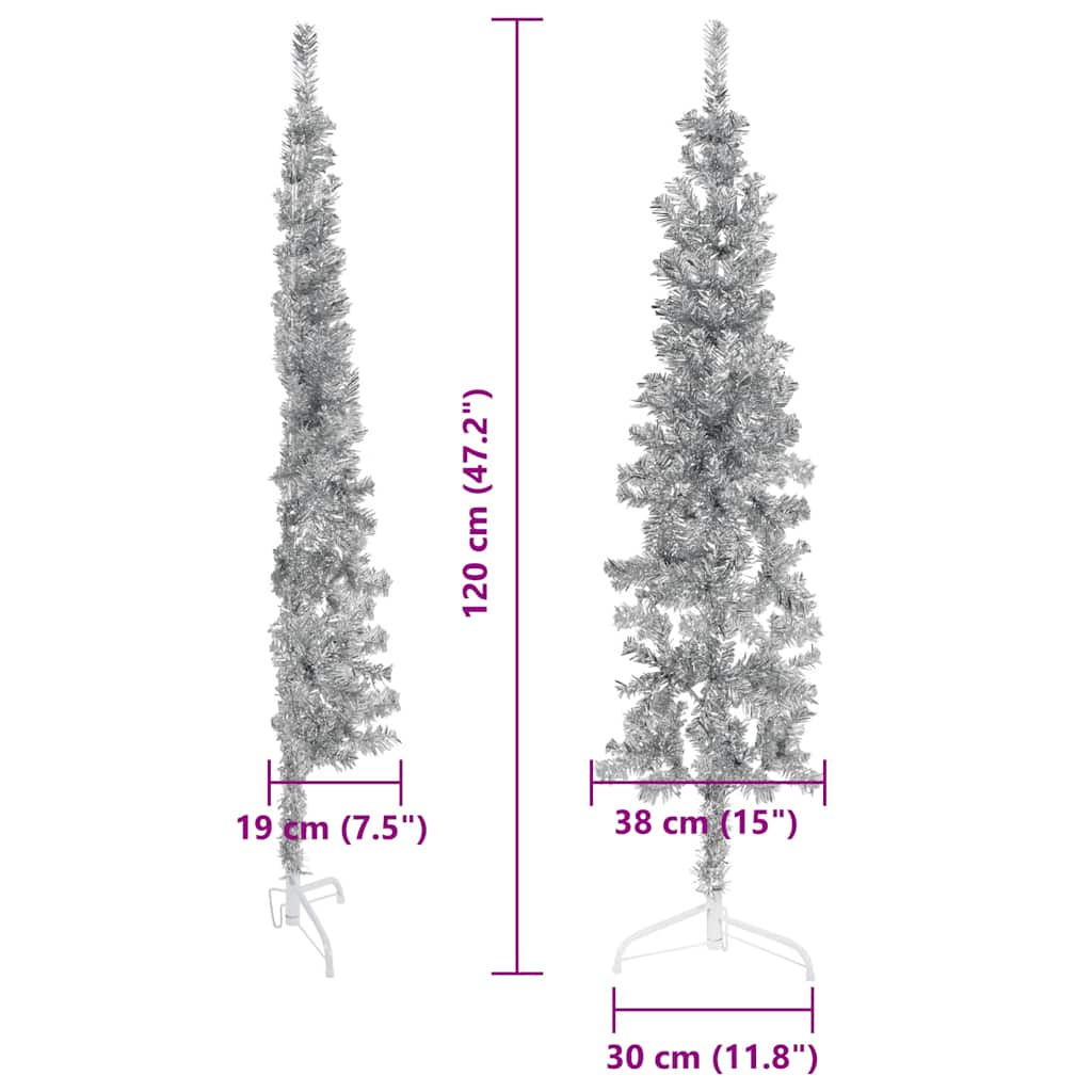 Künstlicher Halb-Weihnachtsbaum mit Ständer Schlank Weiß 180 cm