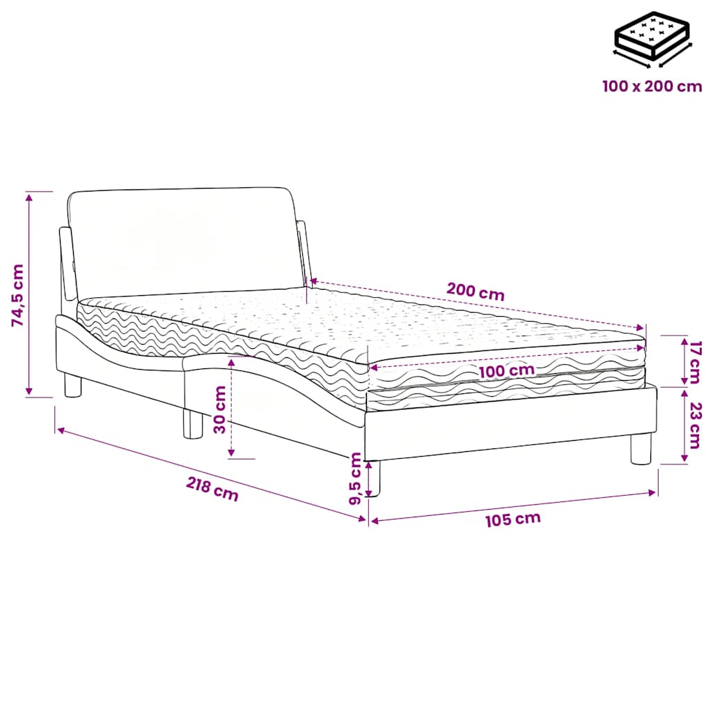 Bett mit Matratze "Dover" Schwarz 80x200 cm Kunstleder