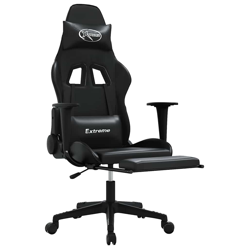 Gaming-Stuhl mit Massagefunktion Schwarz und Blau Kunstleder