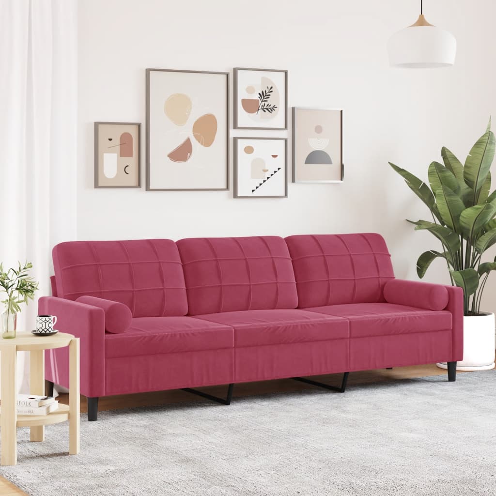 2-Sitzer-Sofa mit Zierkissen Hellgrau 120 cm Samt