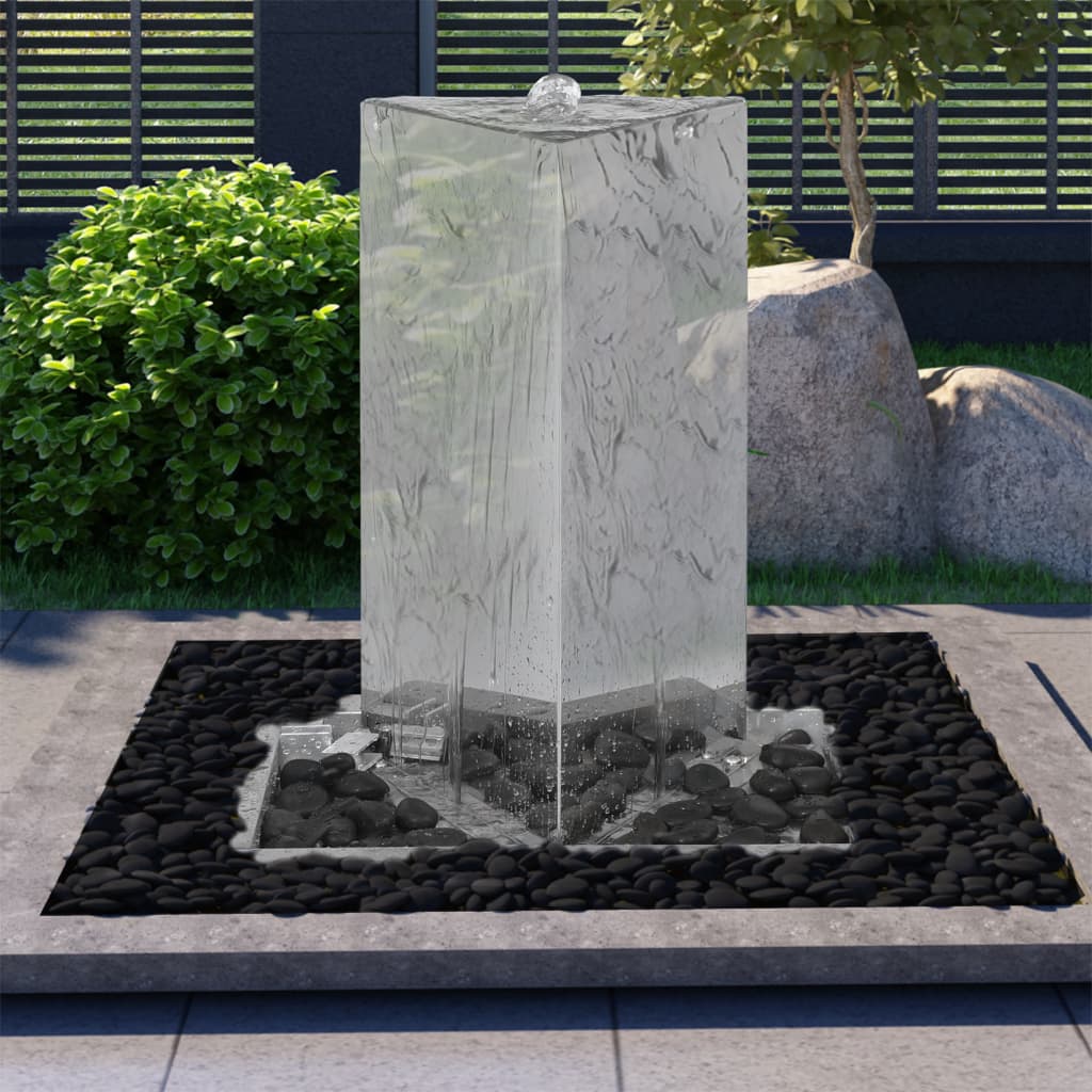 Gartenbrunnen Silbern 37,7x32,6x110 cm Edelstahl