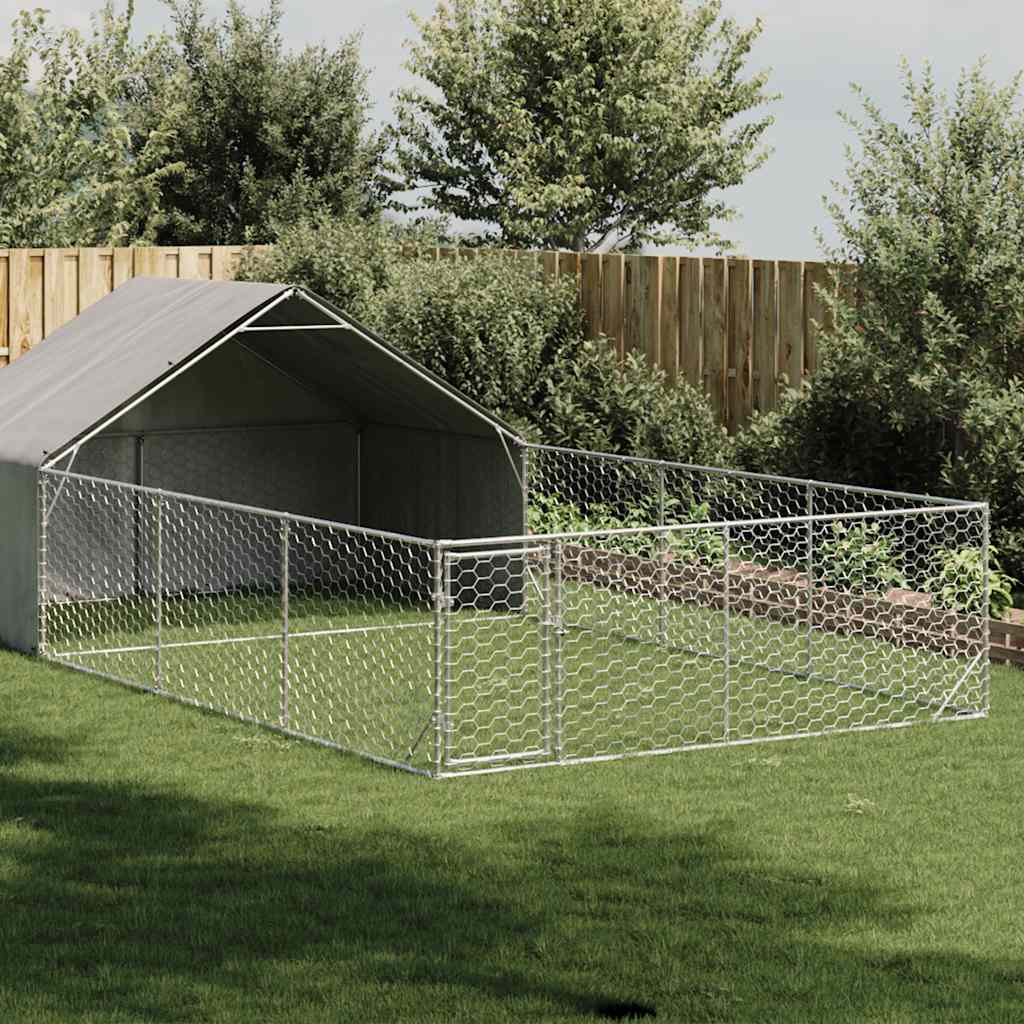 Outdoor-Hundezwinger mit Auslauf 3x3x1,9 m Verzinkter Stahl