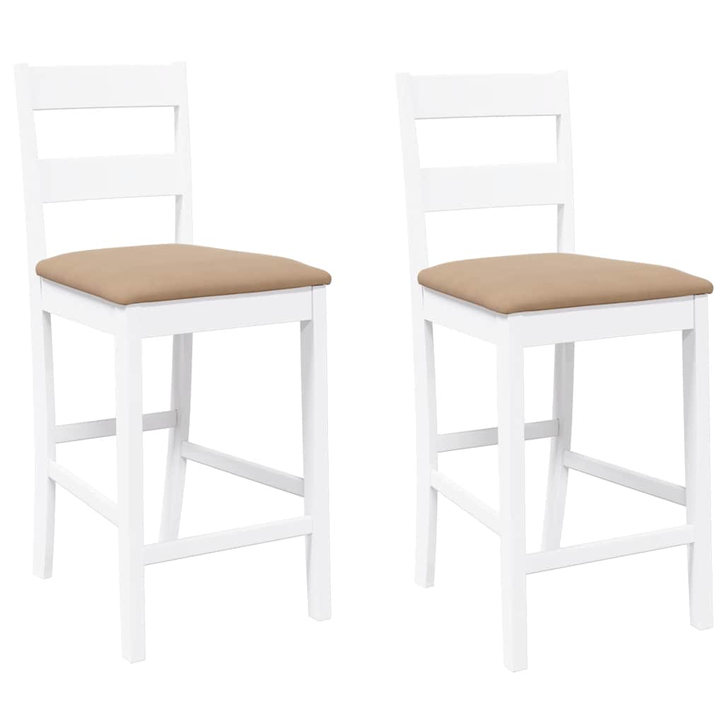 Barhocker mit Kissen 2 Stk. Braun Massivholz Gummibaum