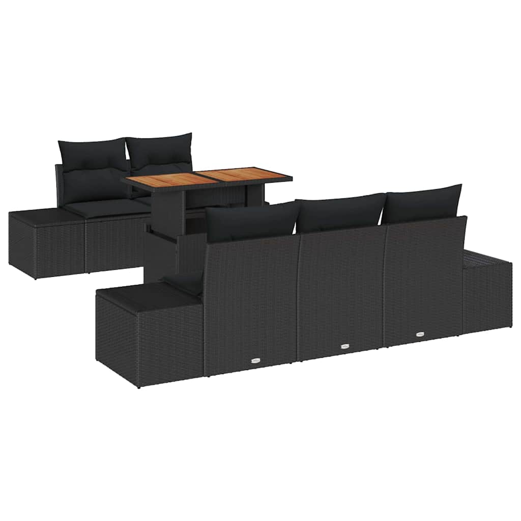 Garten Essgruppe mit Kissen 6 pcs Schwarz und Creme