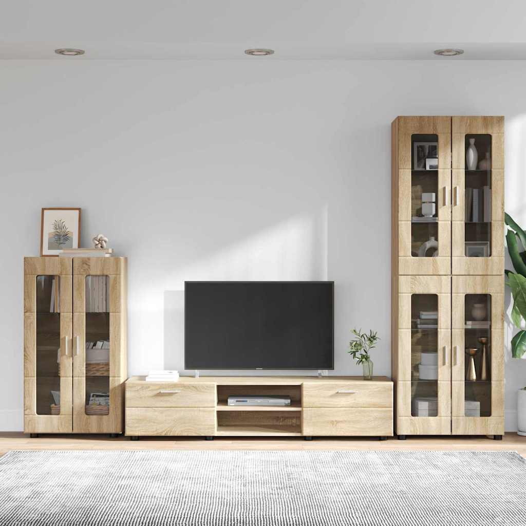 Highboard mit Regal FLORIN Weiß 60 x 35 x 182 cm Holzwerkstoff