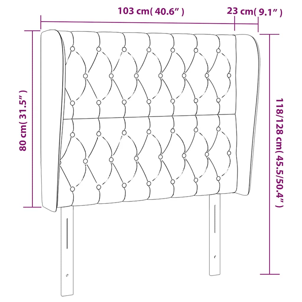 Kopfteil mit Ohren Dunkelblau 93x23x78/88 cm Samt