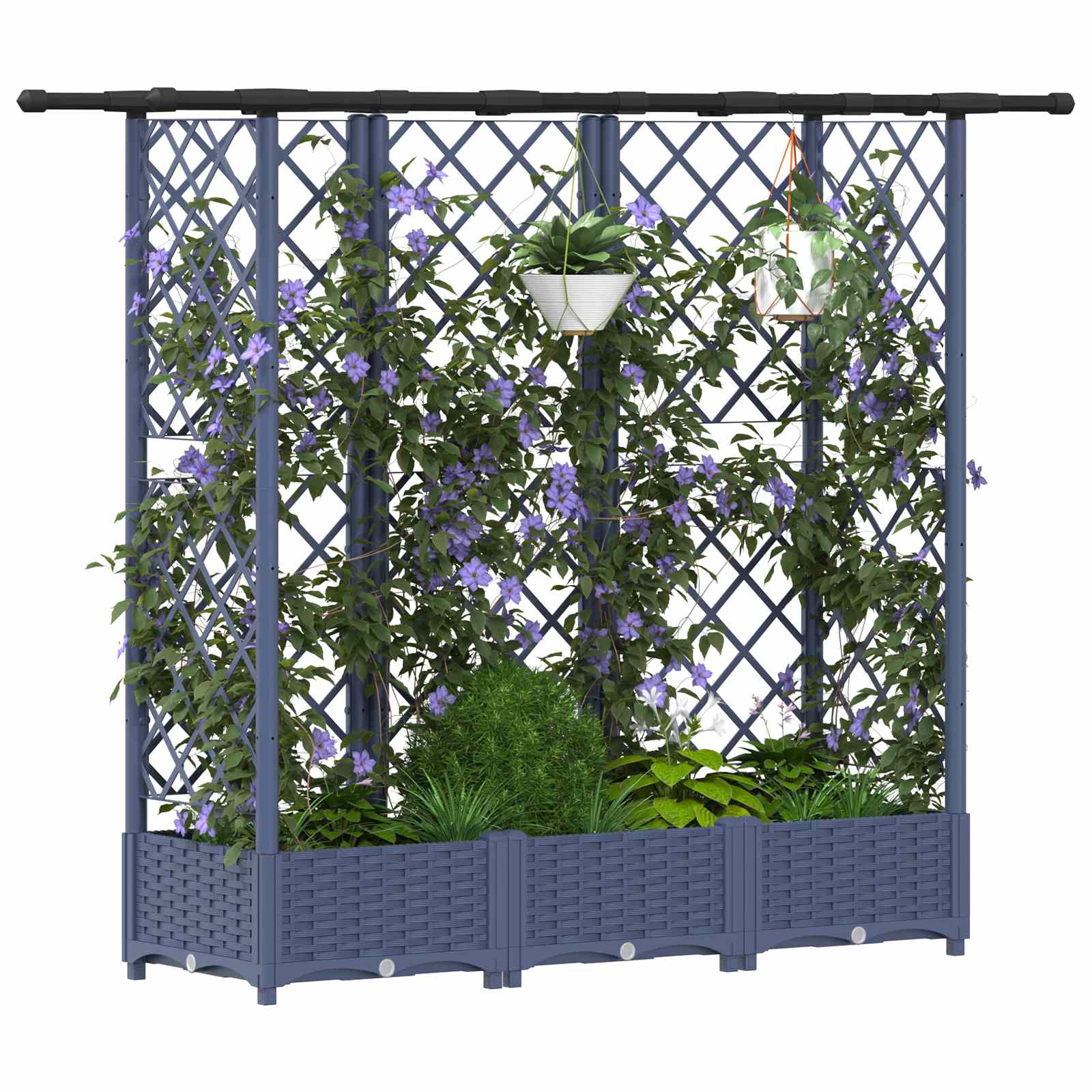 Hochbeet mit Rankgitter und Dach Braun 124 x 40 x 123 cm PP