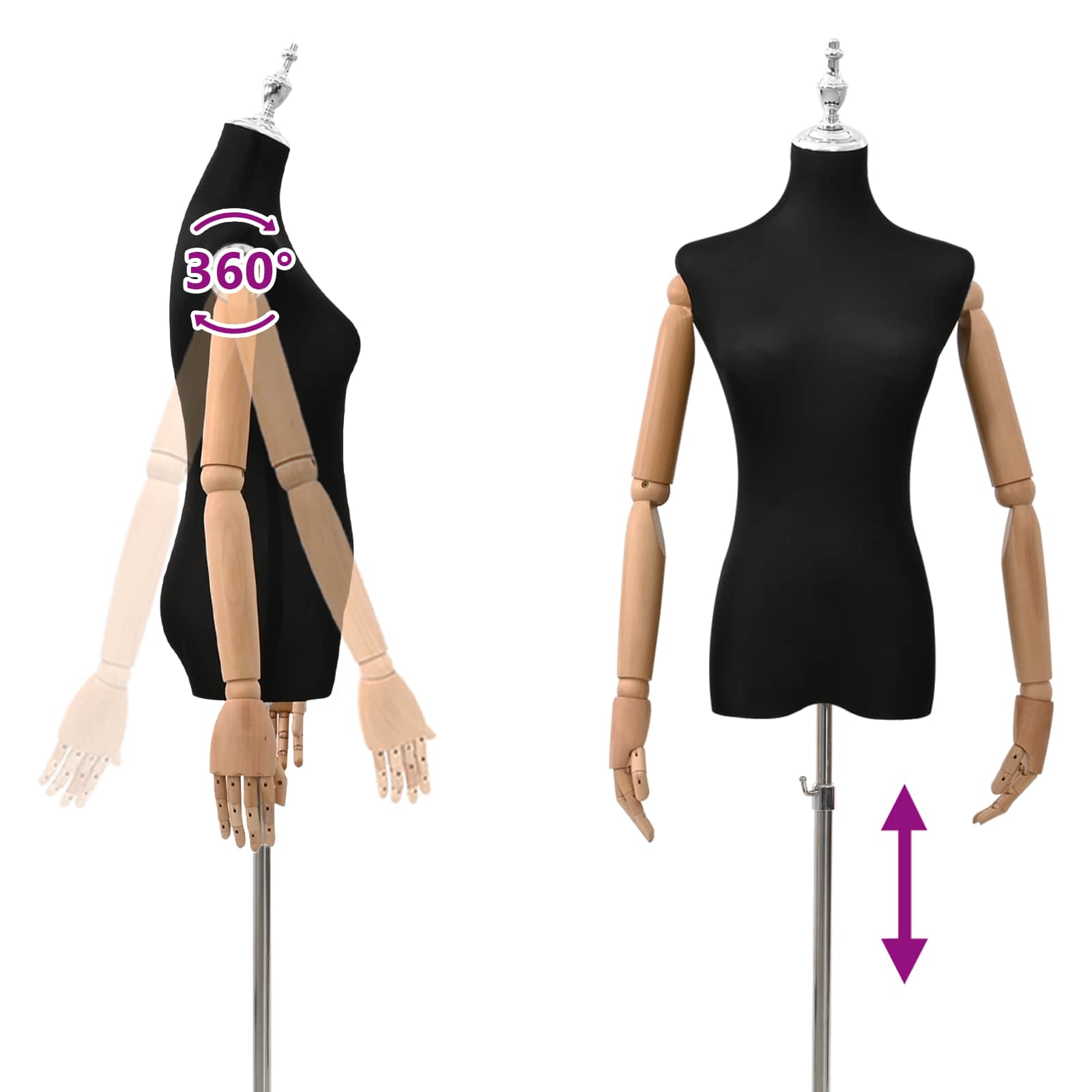 Verstellbare Mannequin 165-213 cm mit Fuß Weiblich PP Weiß
