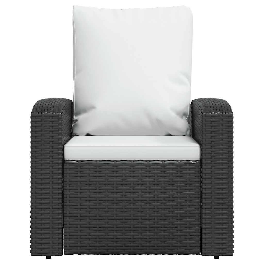 Gartensessel Verstellbar mit Kissen Hellbraun Poly Rattan