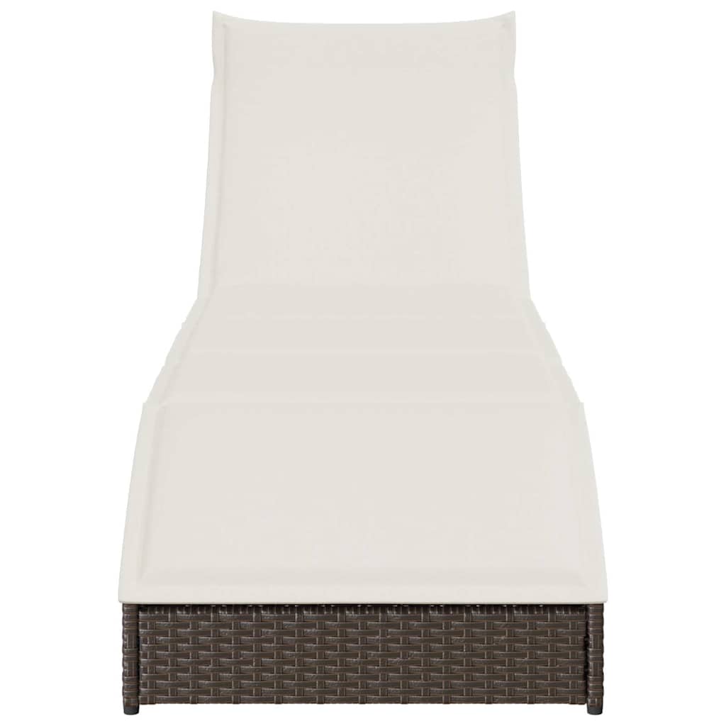 Klappliege mit Auflage und Stauraum Schwarz Poly-Rattan