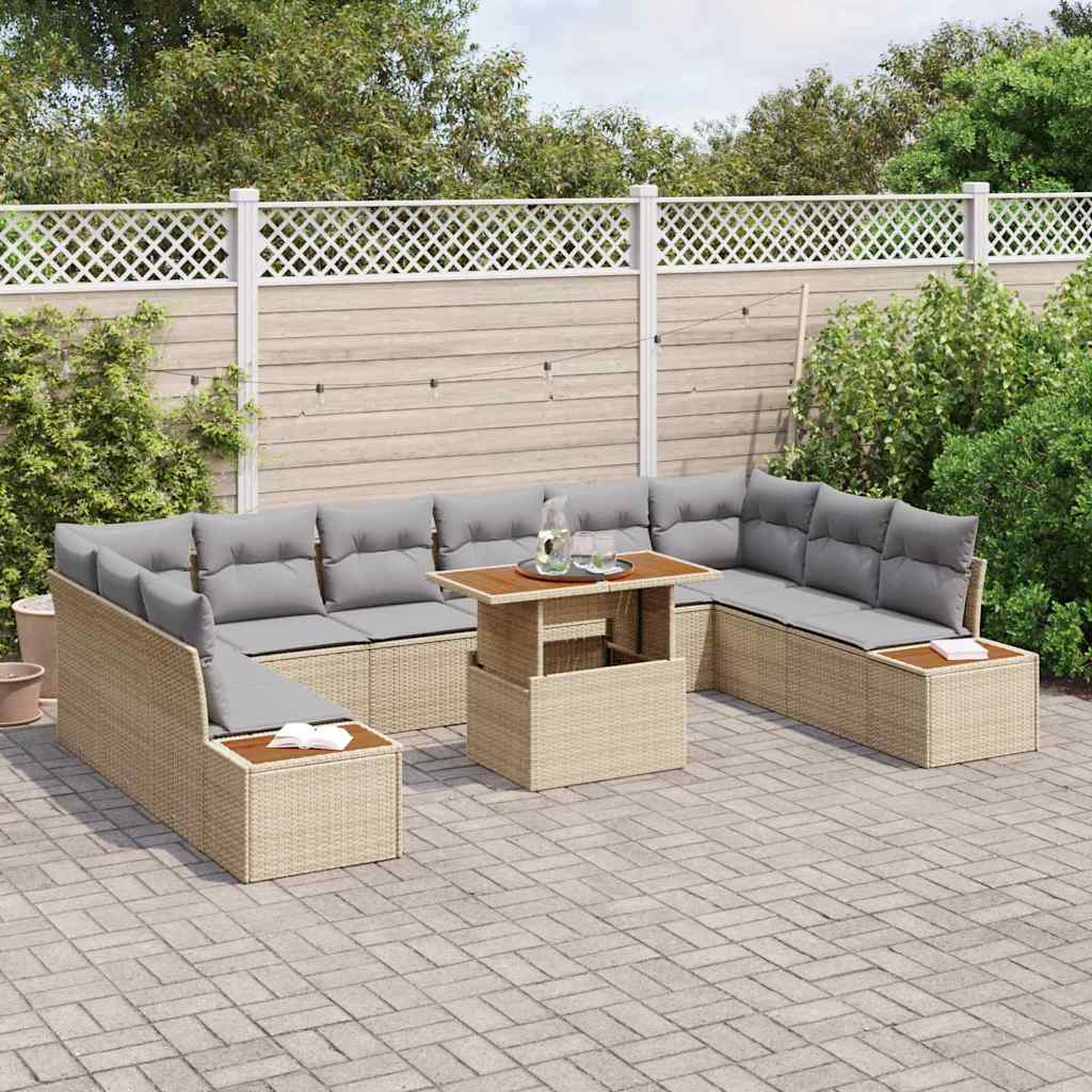 Garten Essgruppe mit Kissen 11 pcs Schwarz und Beige