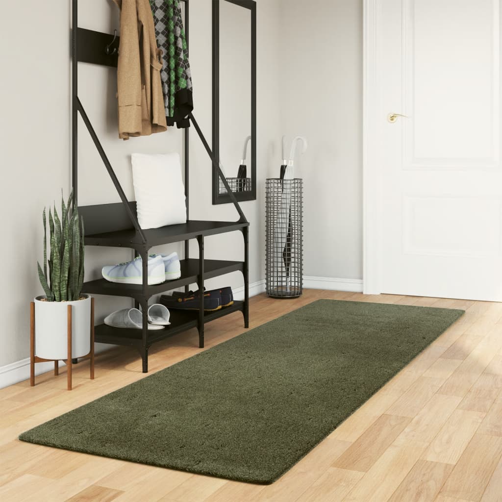 Teppich HUARTE Kurzflor Weich und Waschbar Anthrazit 60x110 cm