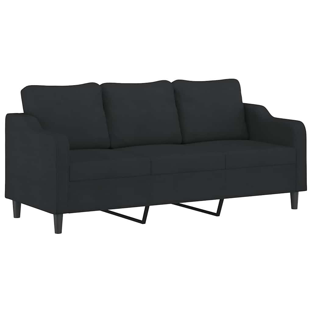 3-Sitzer-Sofa mit Hocker Braun 180 cm Stoff