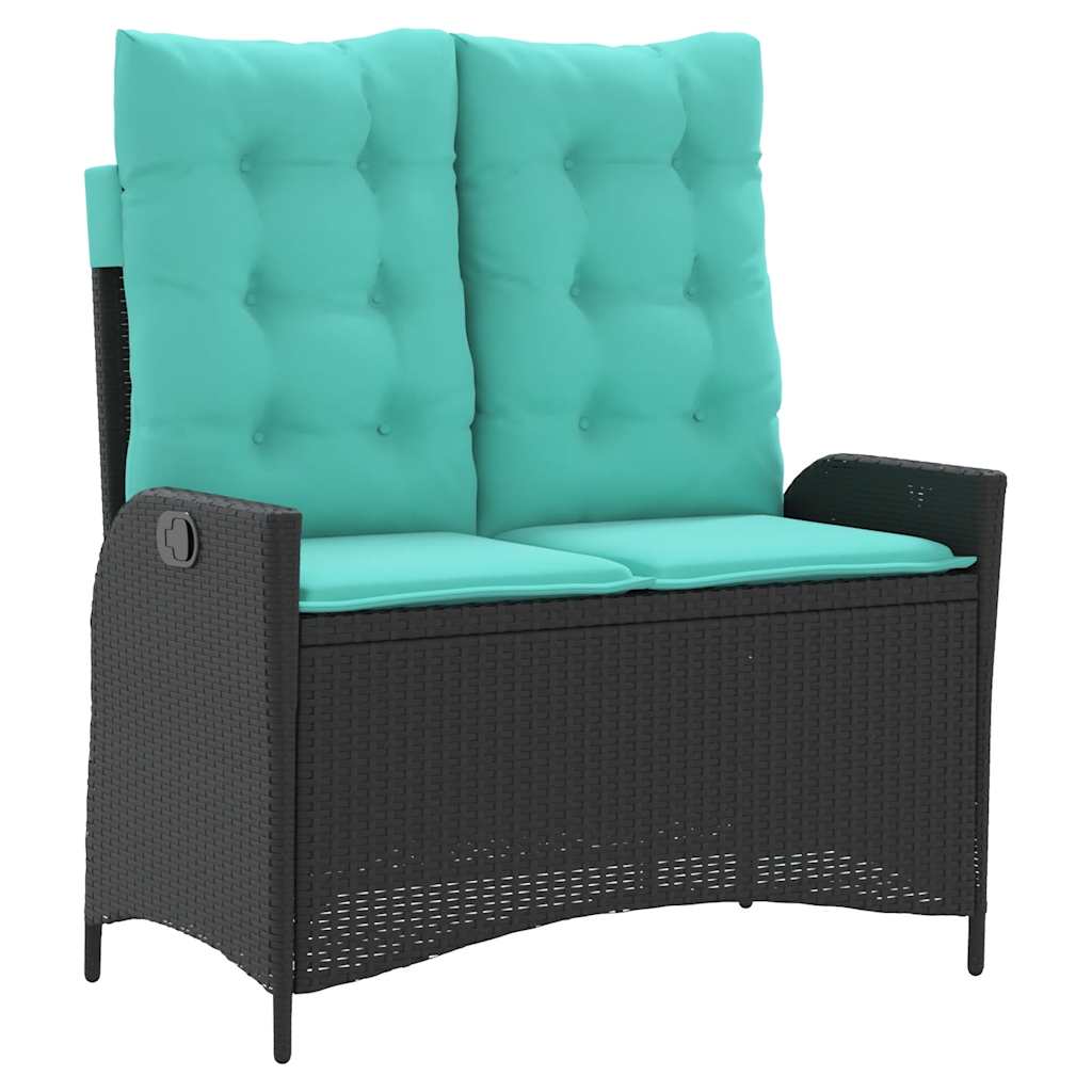 Gartenbank Verstellbar mit Kissen Braun Poly Rattan