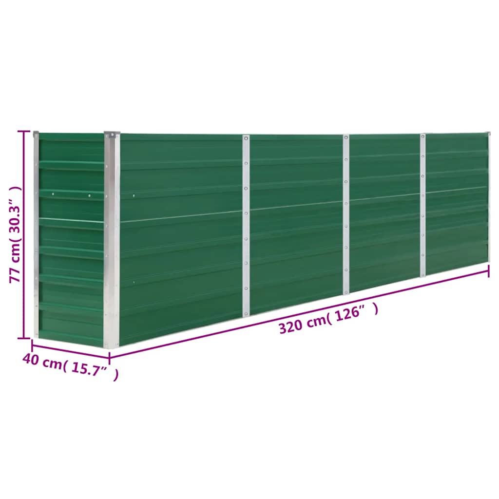 Garten-Hochbeet Verzinkter Stahl 240x80x77 cm Grün