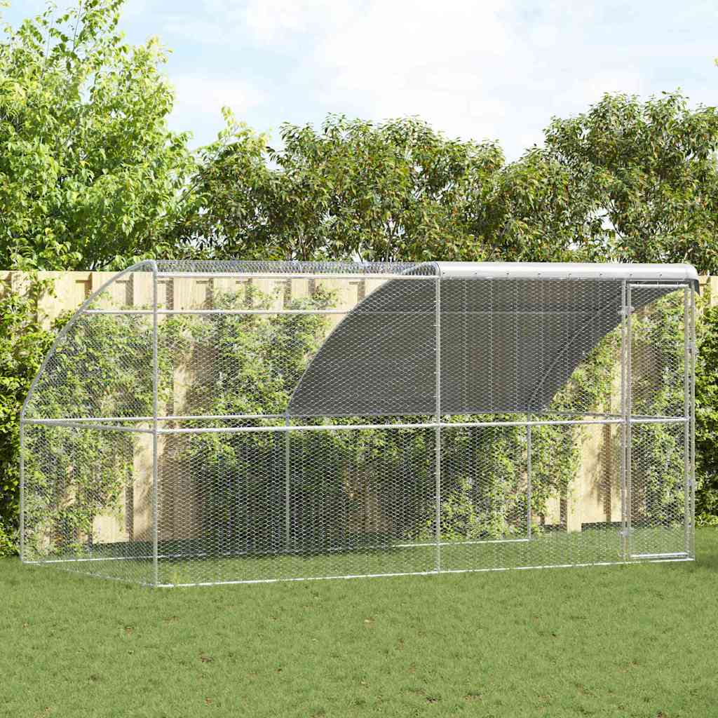Hühnerkäfig 2 pcs Silber 400 x 200 x 200 cm Stahl und PE