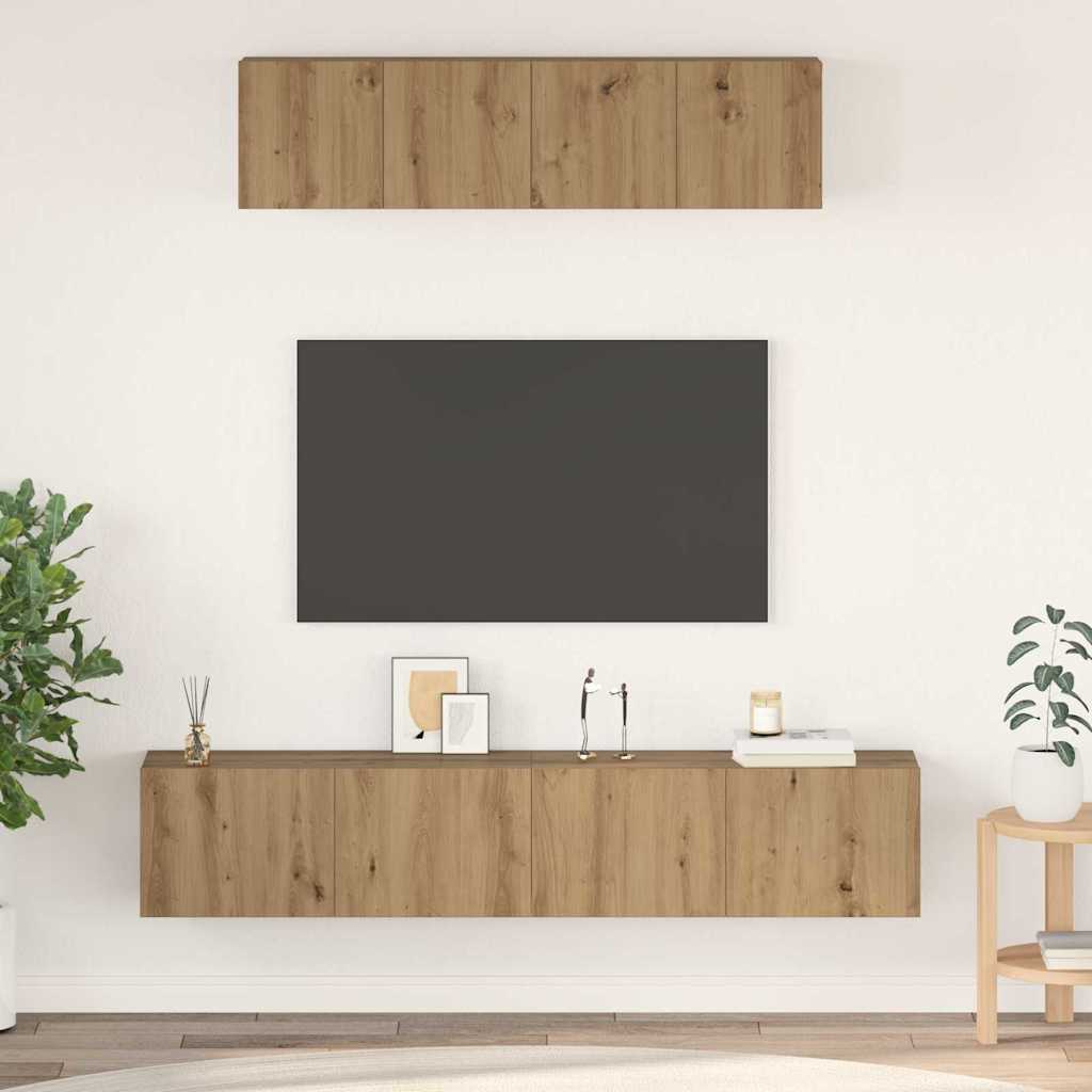 4-tlg. TV-Schrank-Set Weiß Holzwerkstoff