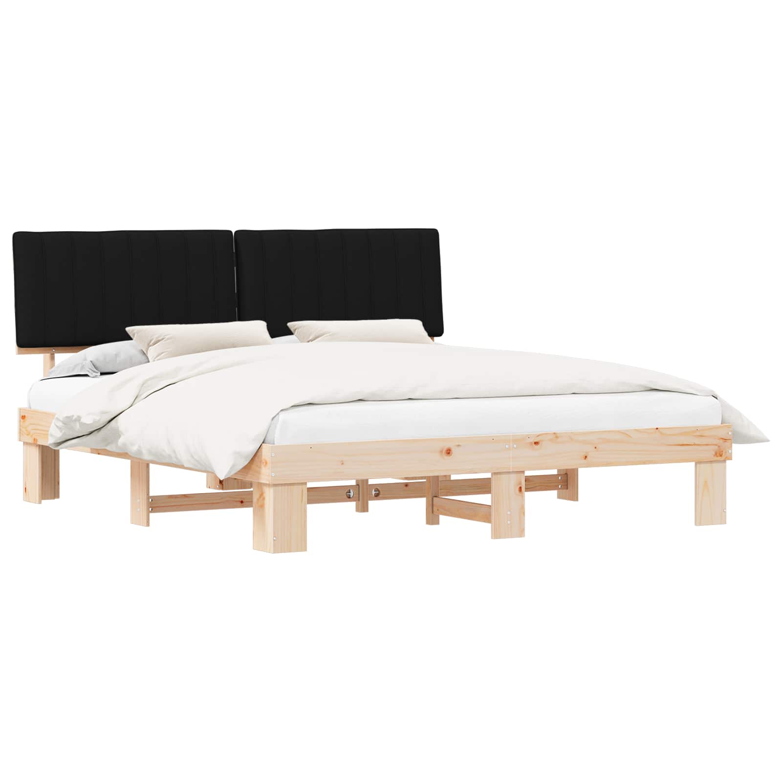 Bettgestell mit gepolstertem Kopfteil Hellgrau 200 x 200 cm