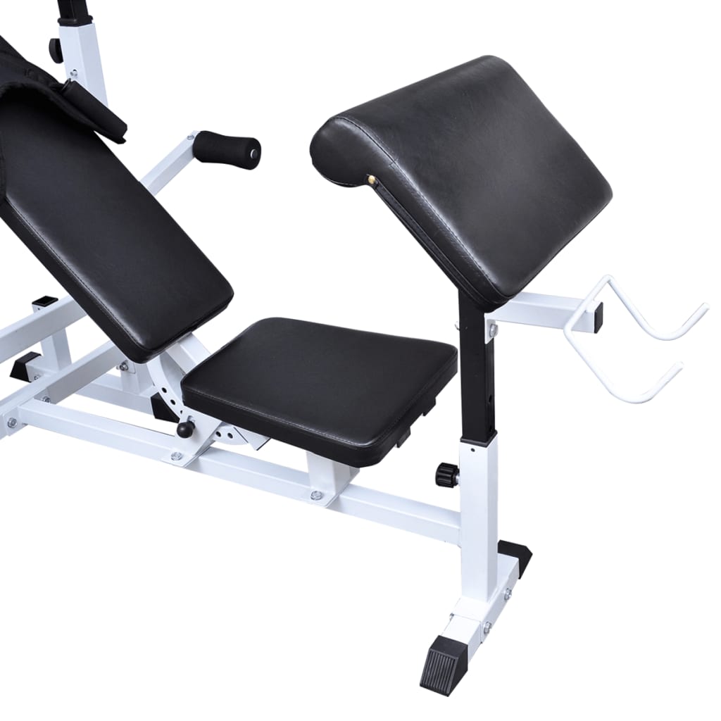 Hantelbank mit Ablage, Langhantel und Kurzhantel-Set 90 kg