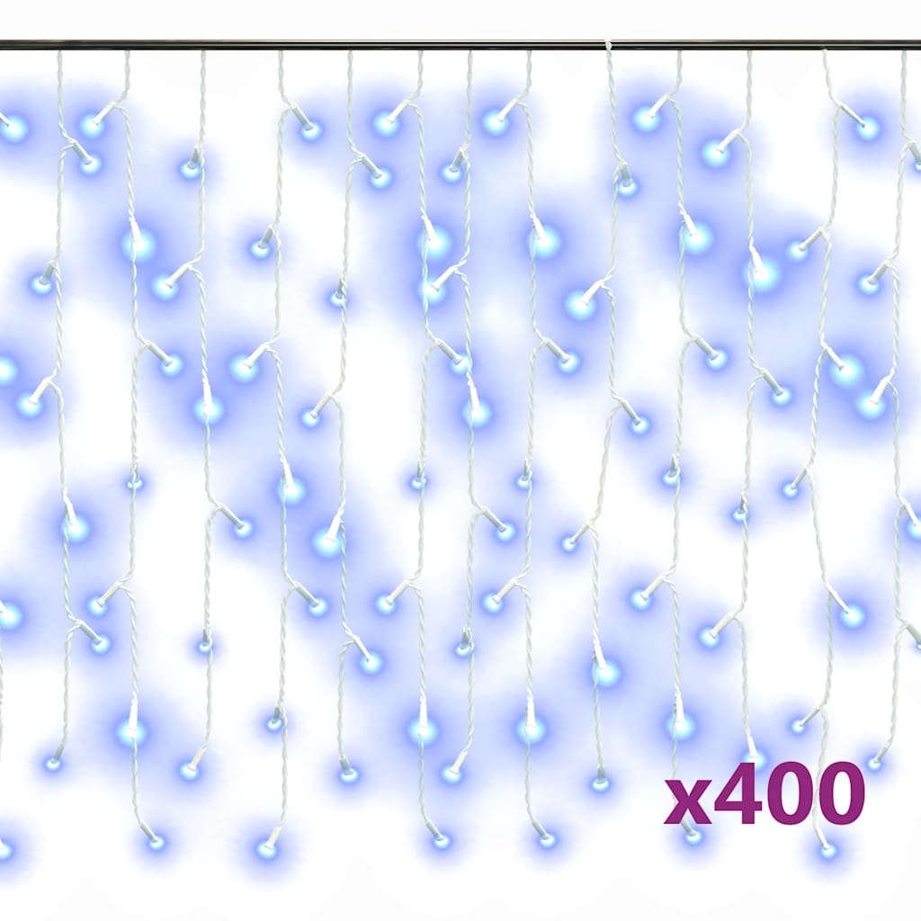 Lichtervorhang LED Eiszapfen 10 m 400 LED Warmweiß 8 Funktionen