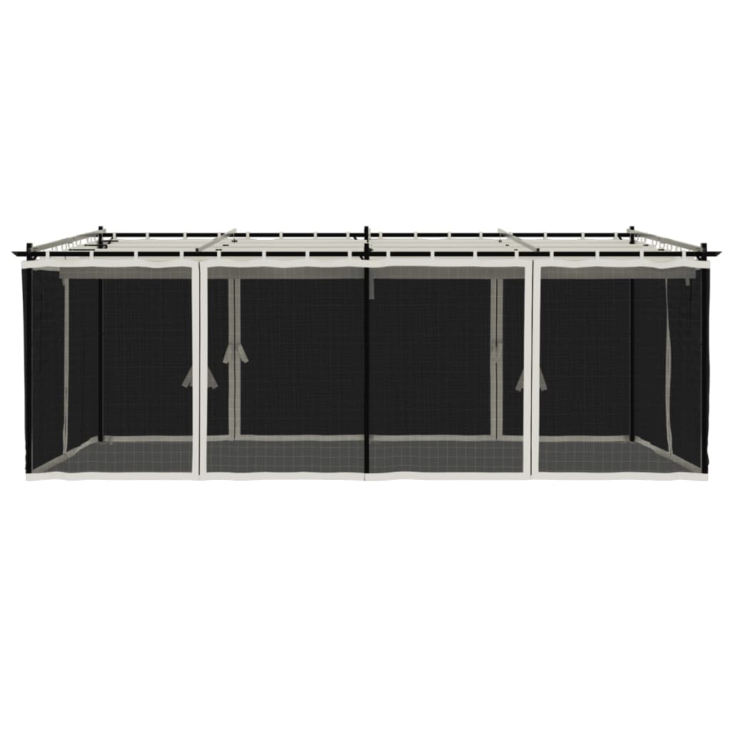 Pavillon mit Netzwände Creme 3x3 m Stahl
