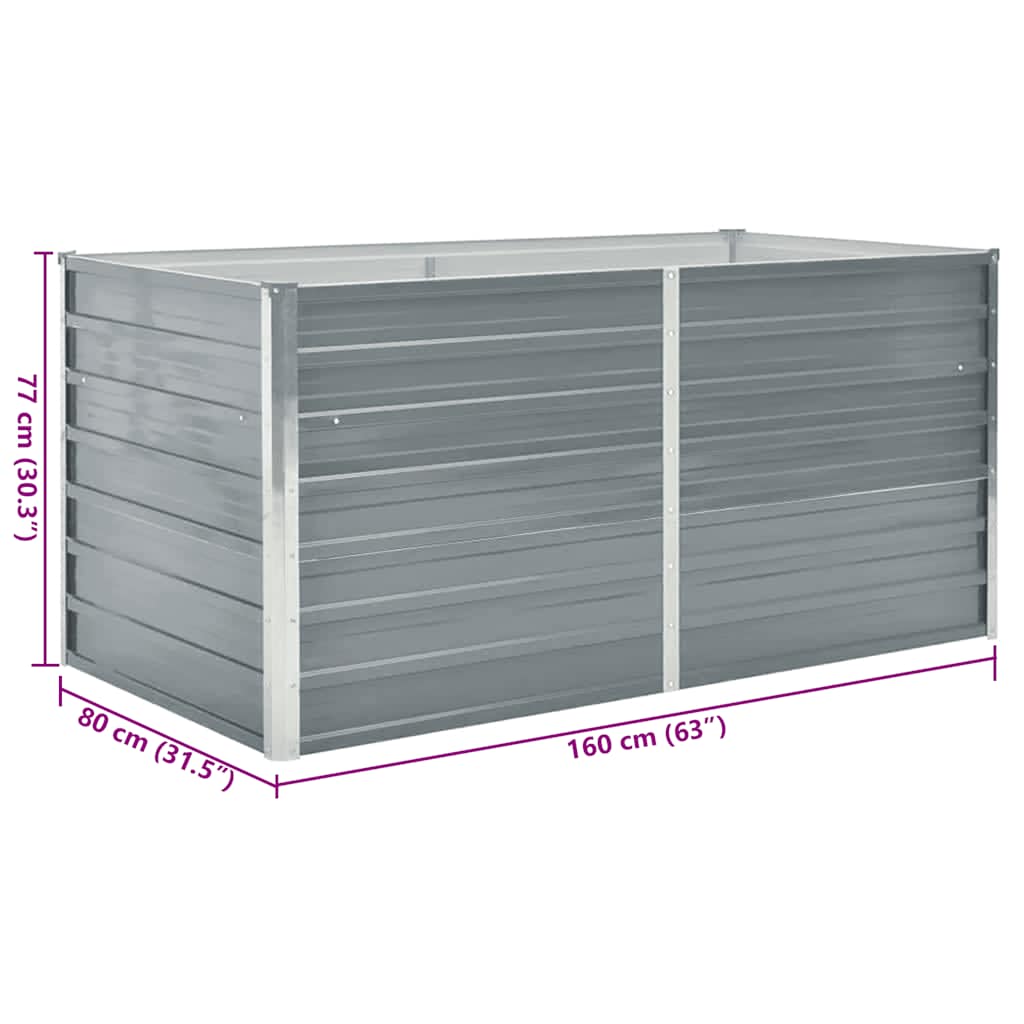 Hochbeet 160 x 80 x 77 cm Verzinkter Stahl Grau