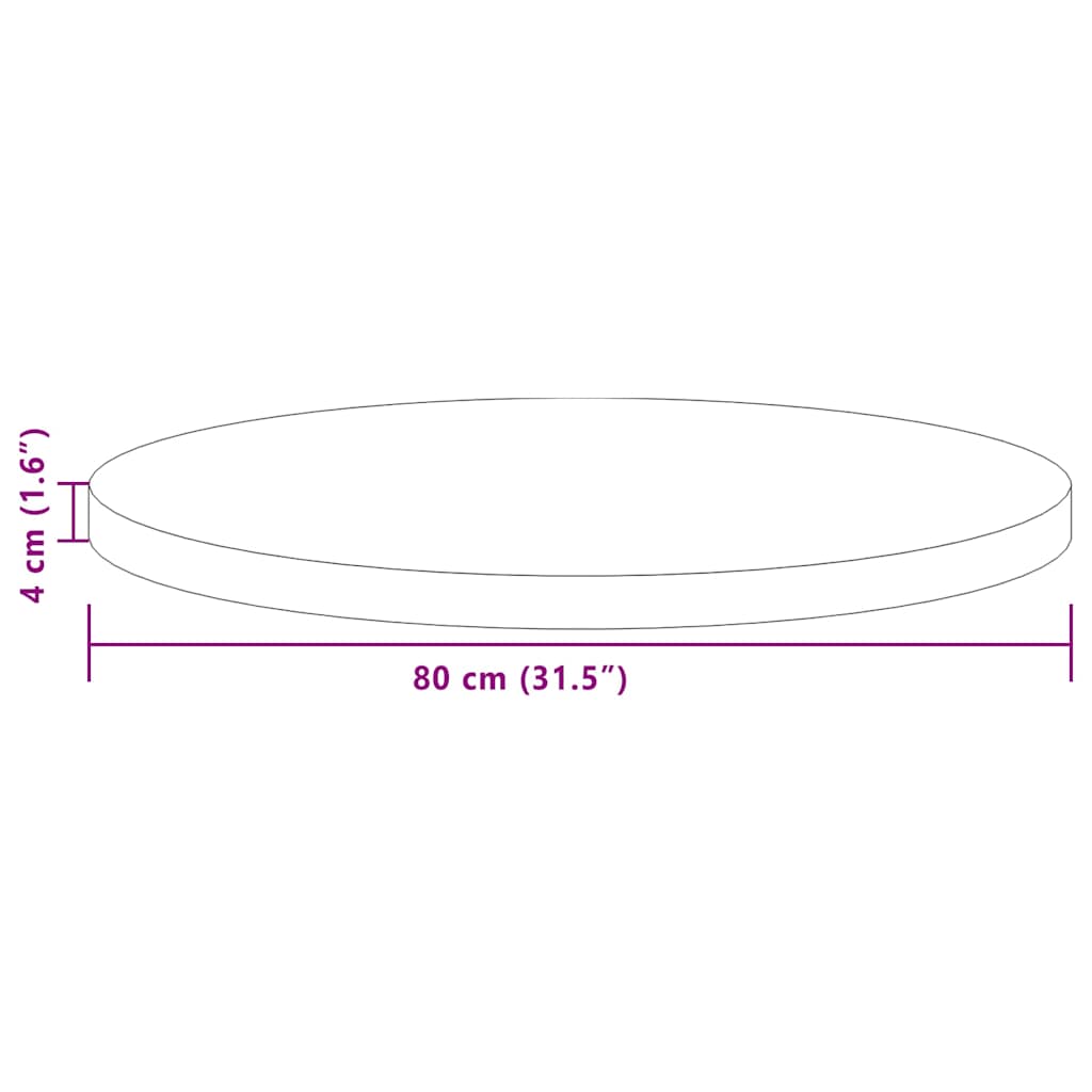 Runde Tischplatte Ø30x1,5 cm Unbehandeltes Massivholz Eiche