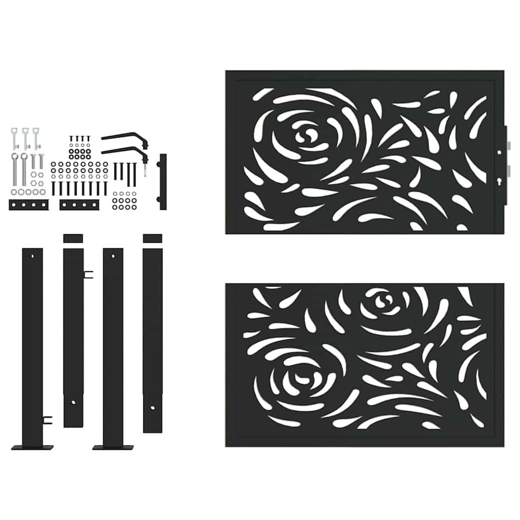 Gartentor Schwarz 100x100 cm Stahl Lichtdesign
